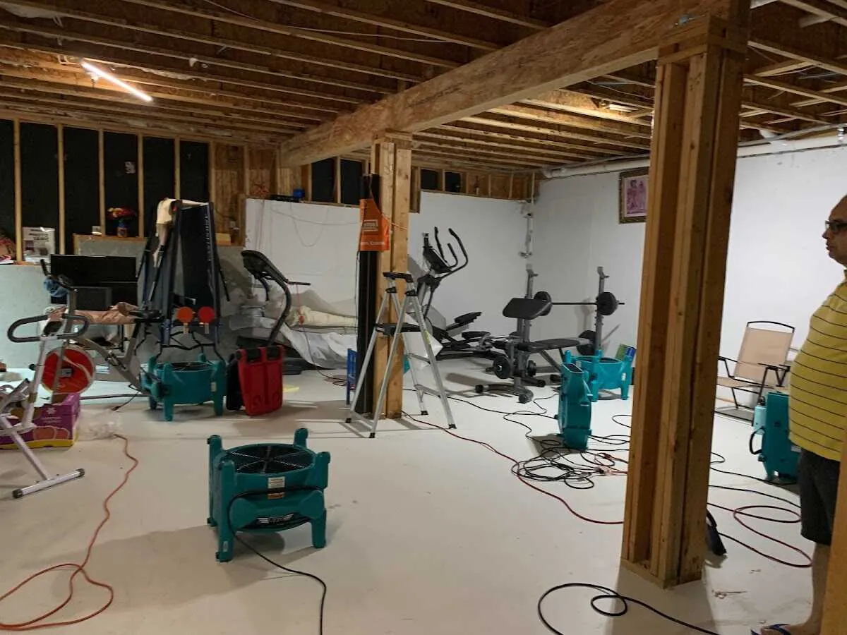 Basement drying equipment setup for Structural Drying in Orangetown
